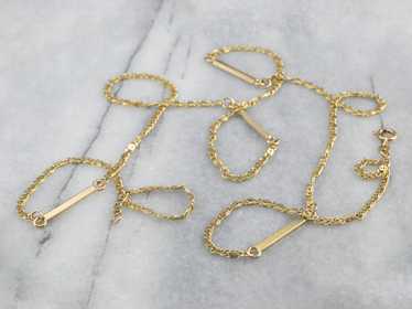Long 18K Gold Snail and Bar Link Chain - image 1