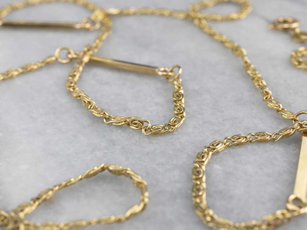 Long 18K Gold Snail and Bar Link Chain - image 2