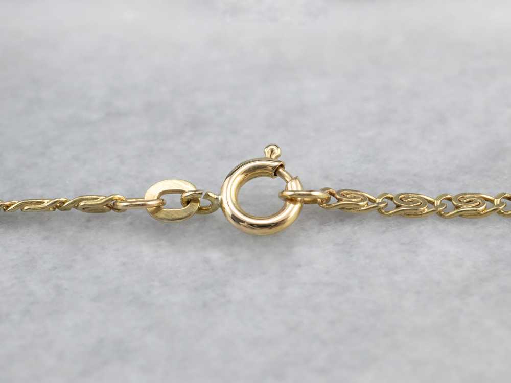 Long 18K Gold Snail and Bar Link Chain - image 4