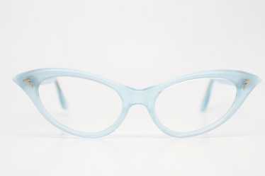 Small Baby Blue Vintage cat eye glasses - image 1