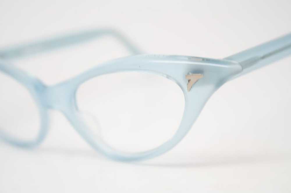 Small Baby Blue Vintage cat eye glasses - image 3