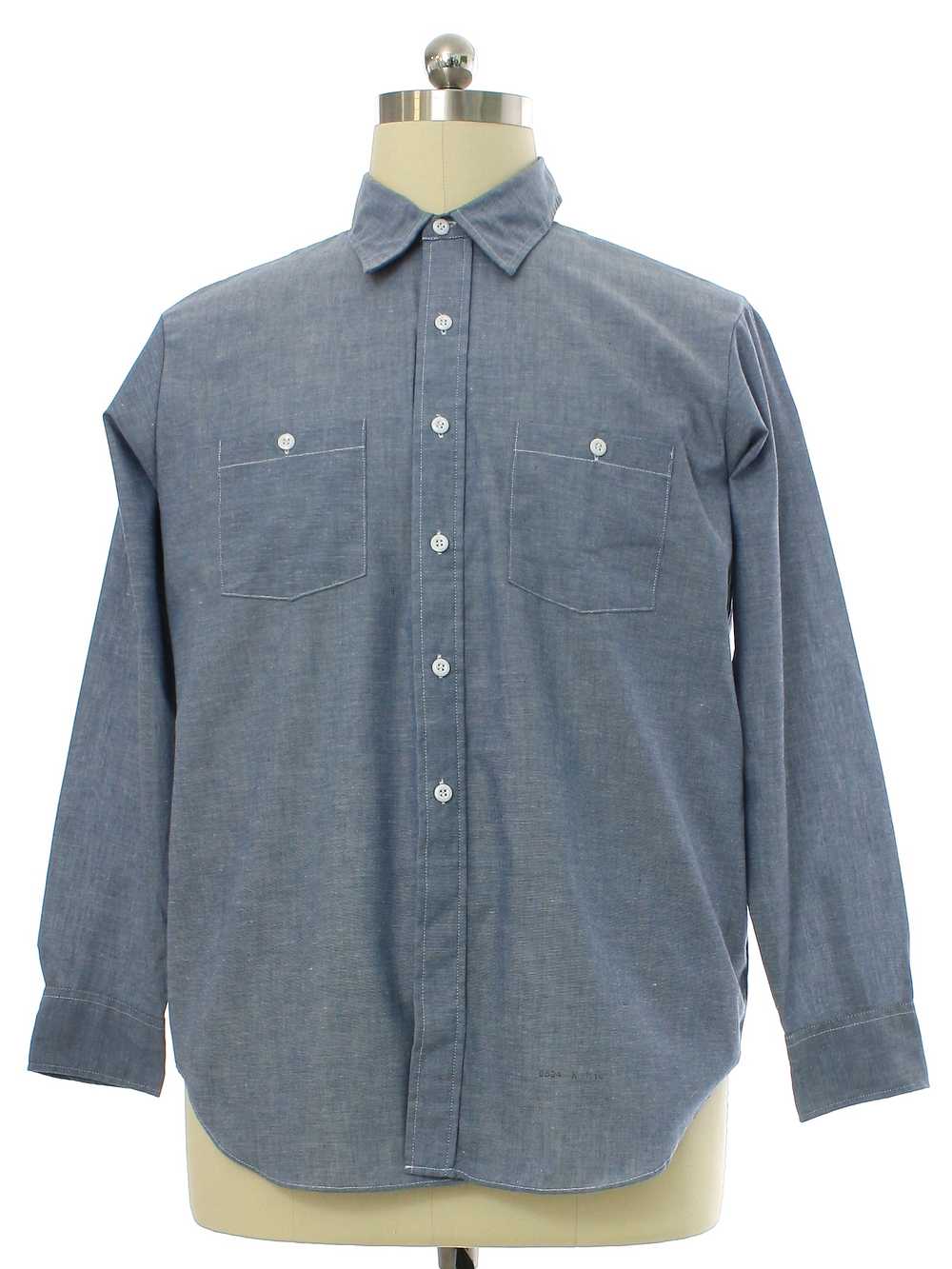 1980's Our Best Mens Chambray Work Shirt - Gem