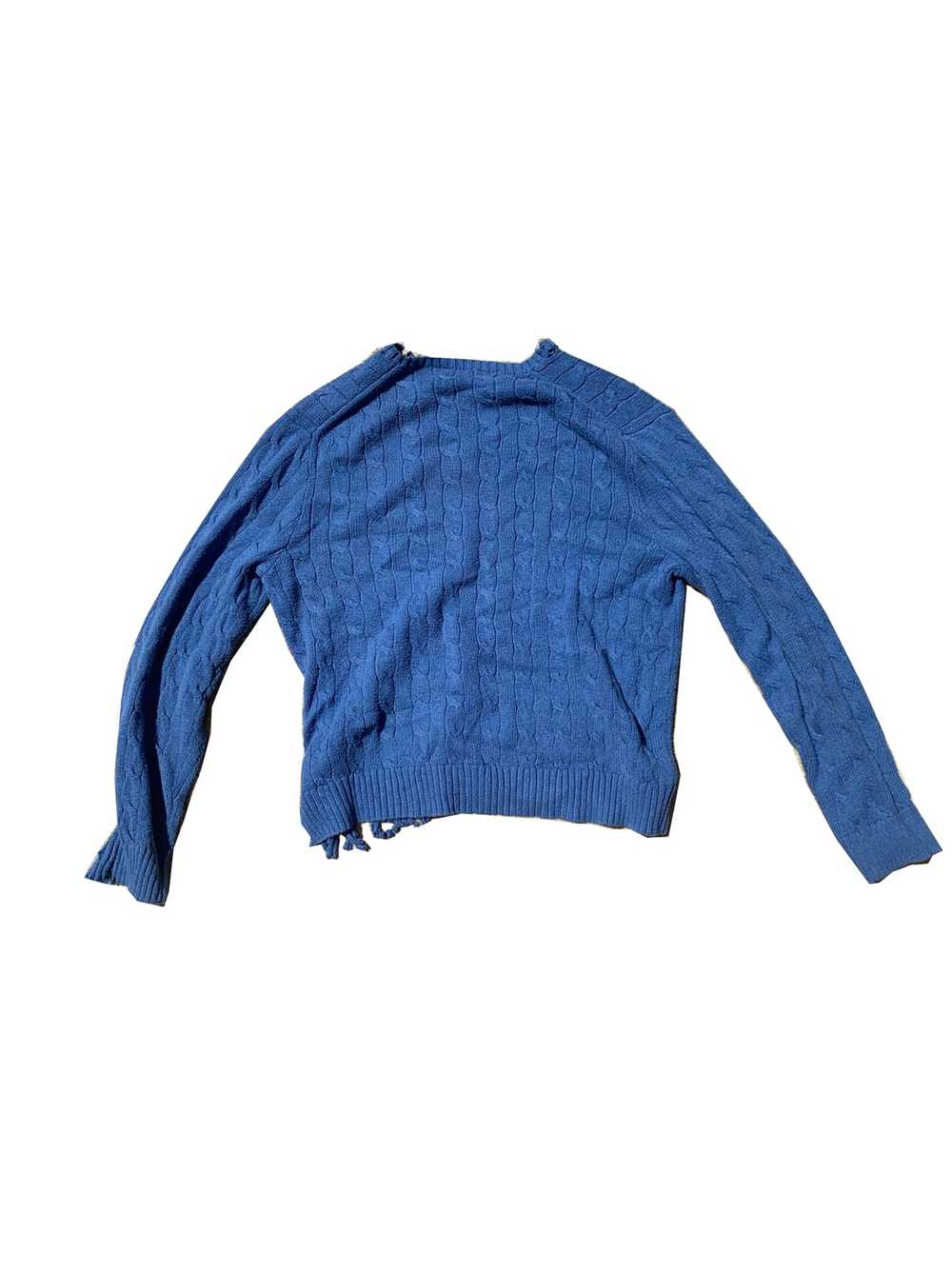 Polo Ralph Lauren Blue Distressed Polo Sweater Si… - image 2