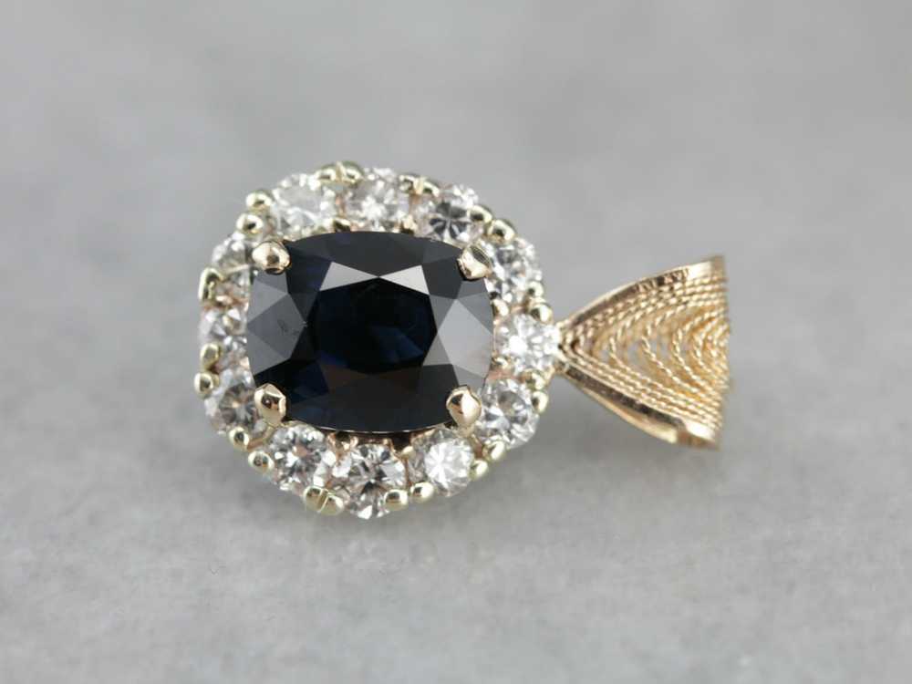 Stunning Sapphire and Diamond Pendant - image 3