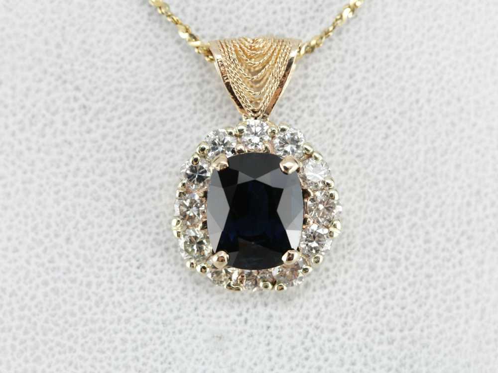 Stunning Sapphire and Diamond Pendant - image 5
