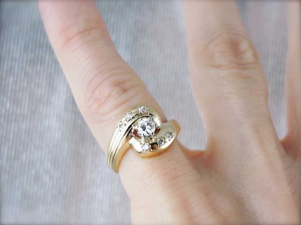 Mid Century Modern Diamond Cocktail Ring - image 5