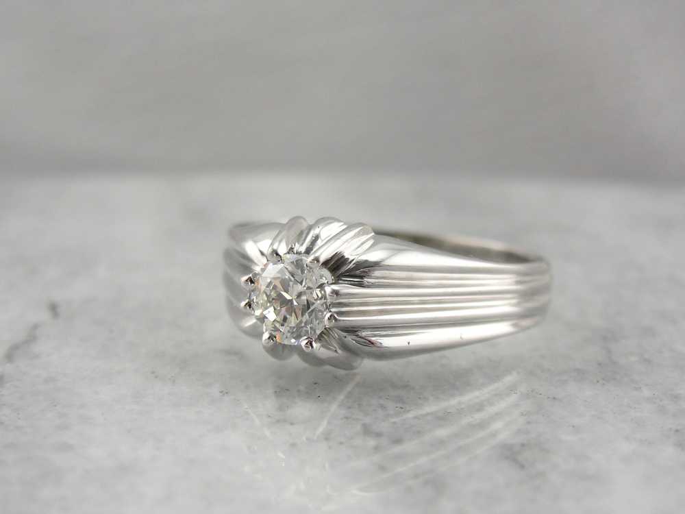 Brilliant Men's Diamond Solitaire Ring - image 2