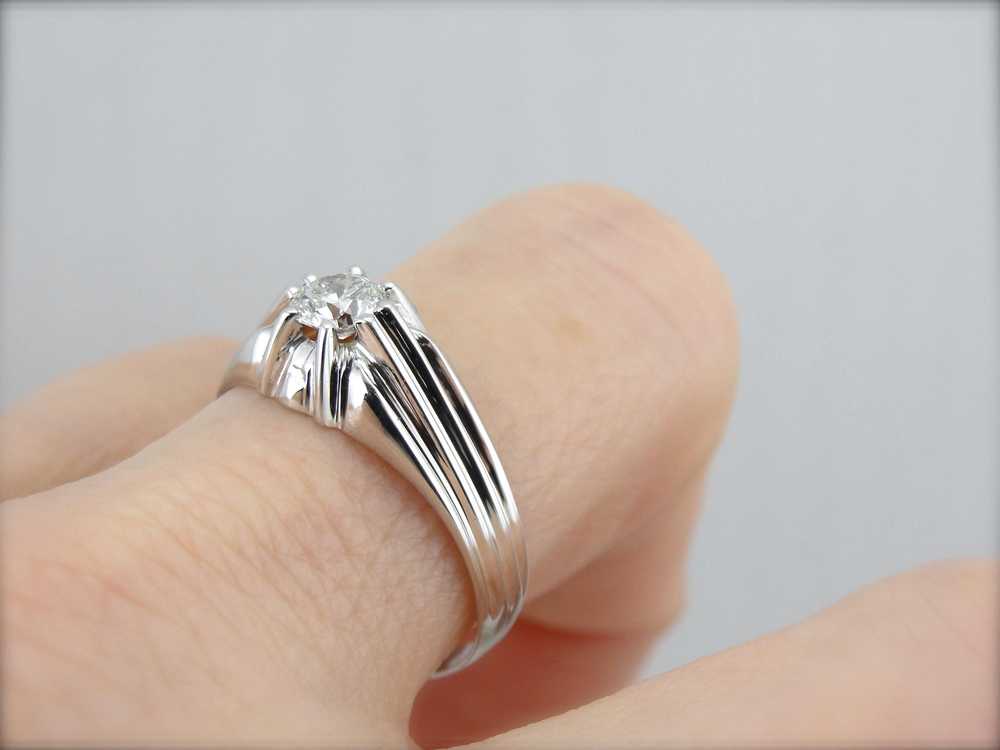 Brilliant Men's Diamond Solitaire Ring - image 4