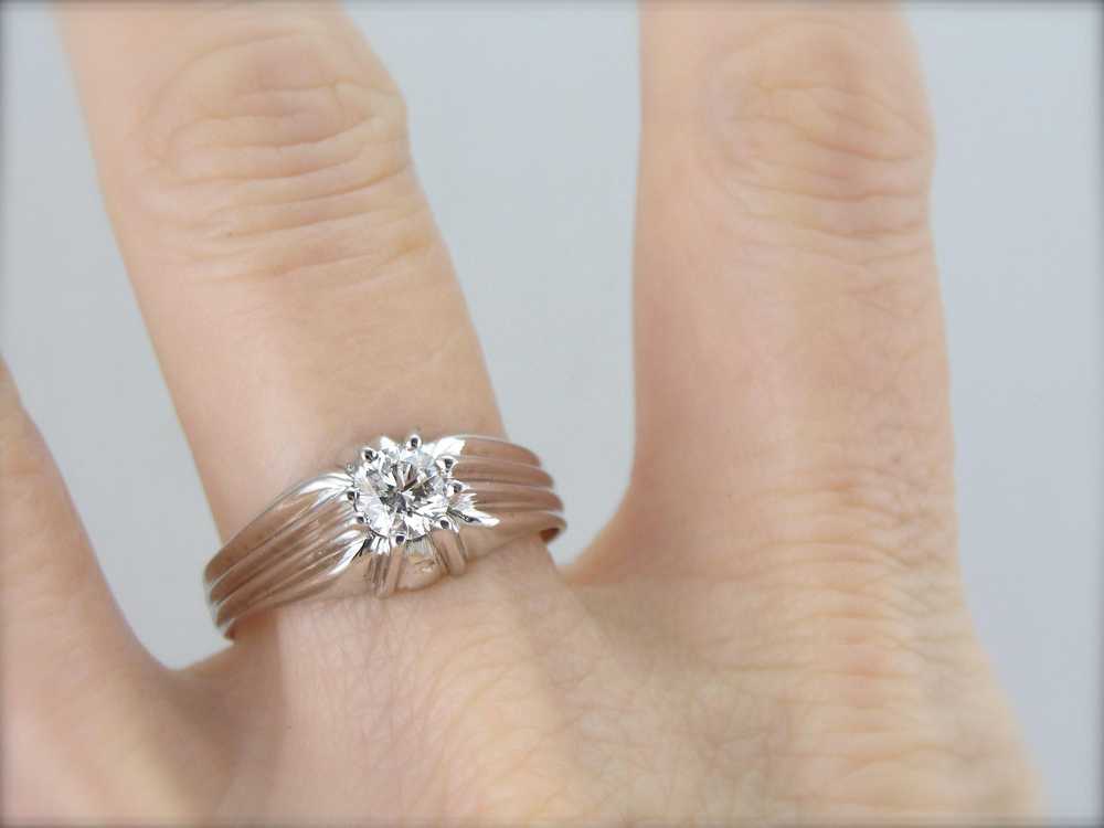 Brilliant Men's Diamond Solitaire Ring - image 5