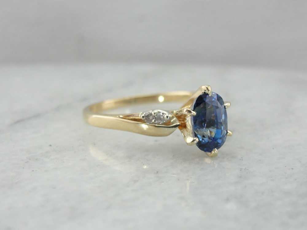 Sapphire Engagement Ring with Diamond Accents - image 2