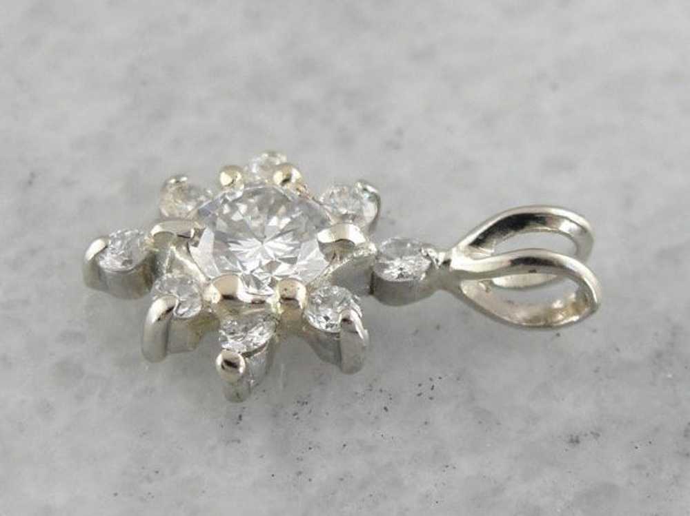 Diamond Snowflake, Sparkling Diamond Pendant in W… - image 2