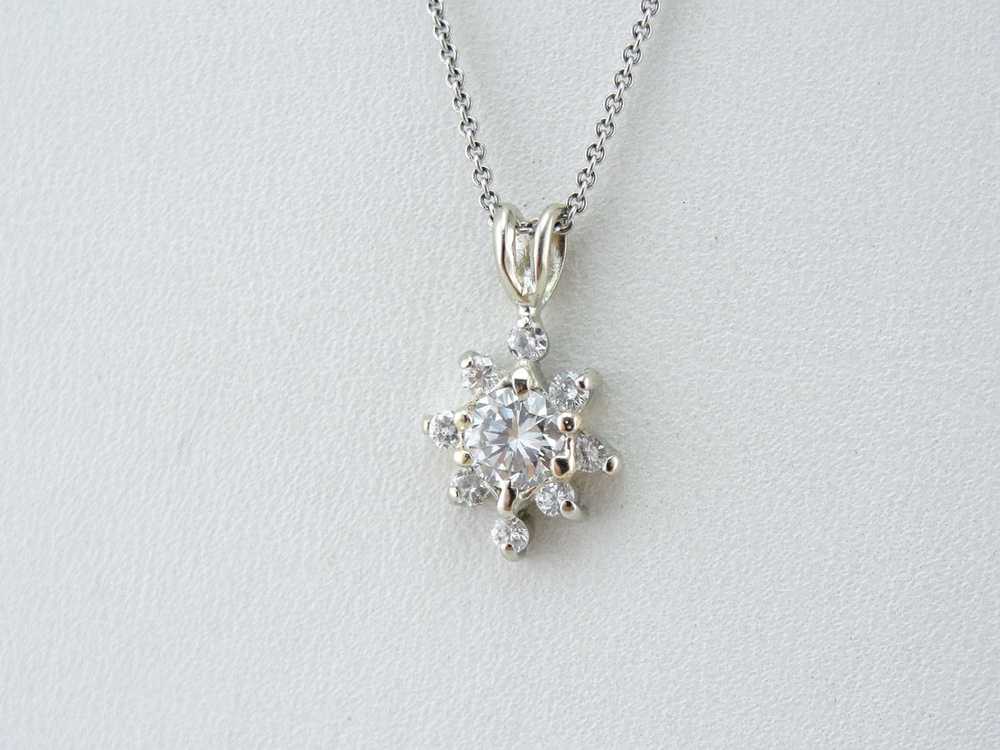 Diamond Snowflake, Sparkling Diamond Pendant in W… - image 4