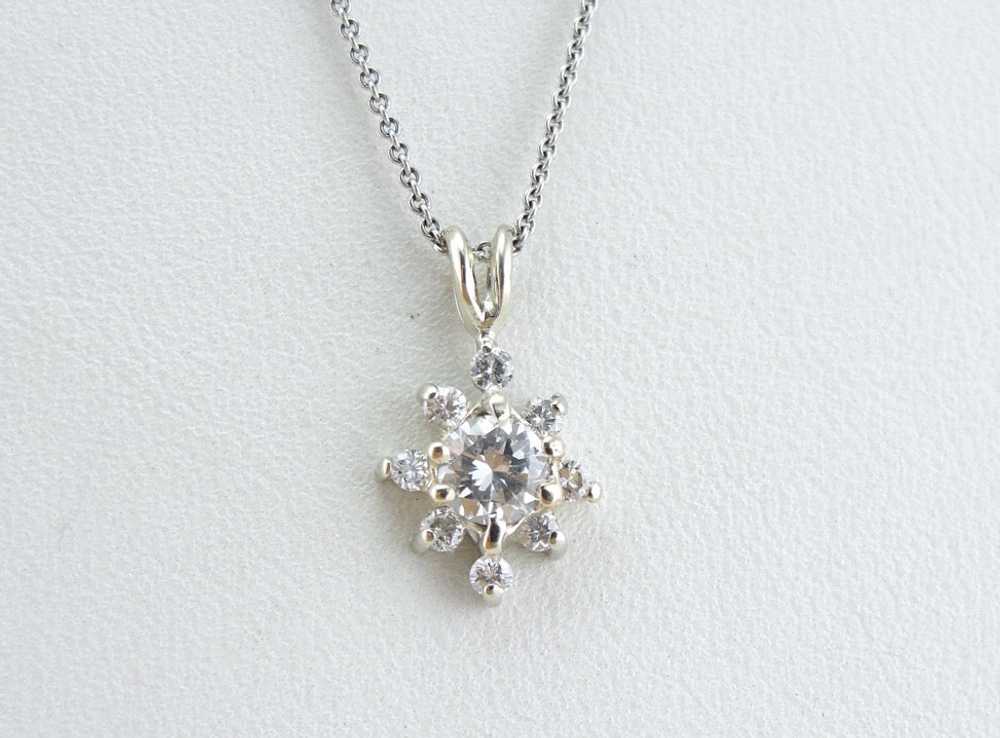 Diamond Snowflake, Sparkling Diamond Pendant in W… - image 5