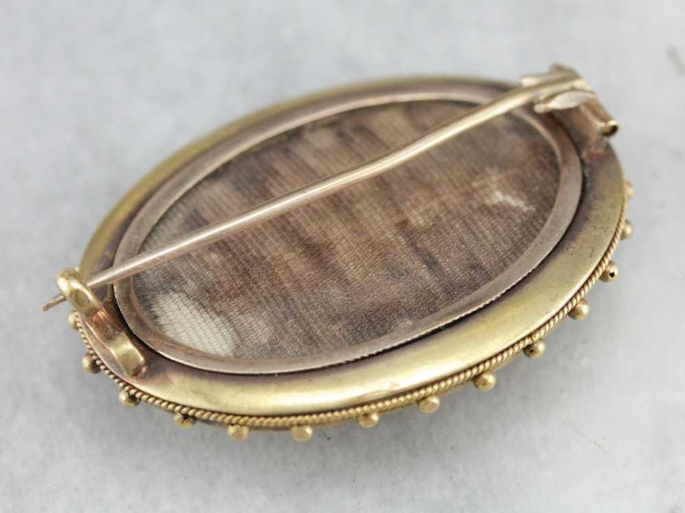 Victorian Hair, Mourning Brooch with Pearl Center - image 4