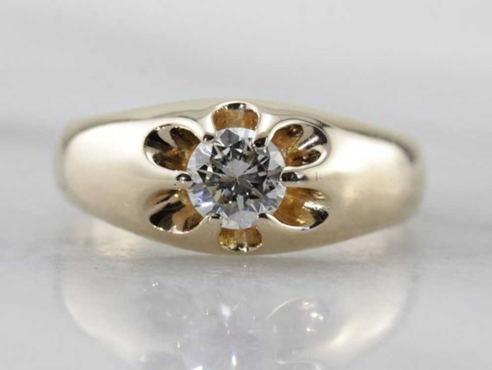 Unisex Antique Diamond Engagement Ring - image 1