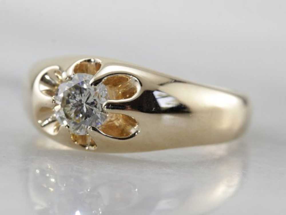 Unisex Antique Diamond Engagement Ring - image 2
