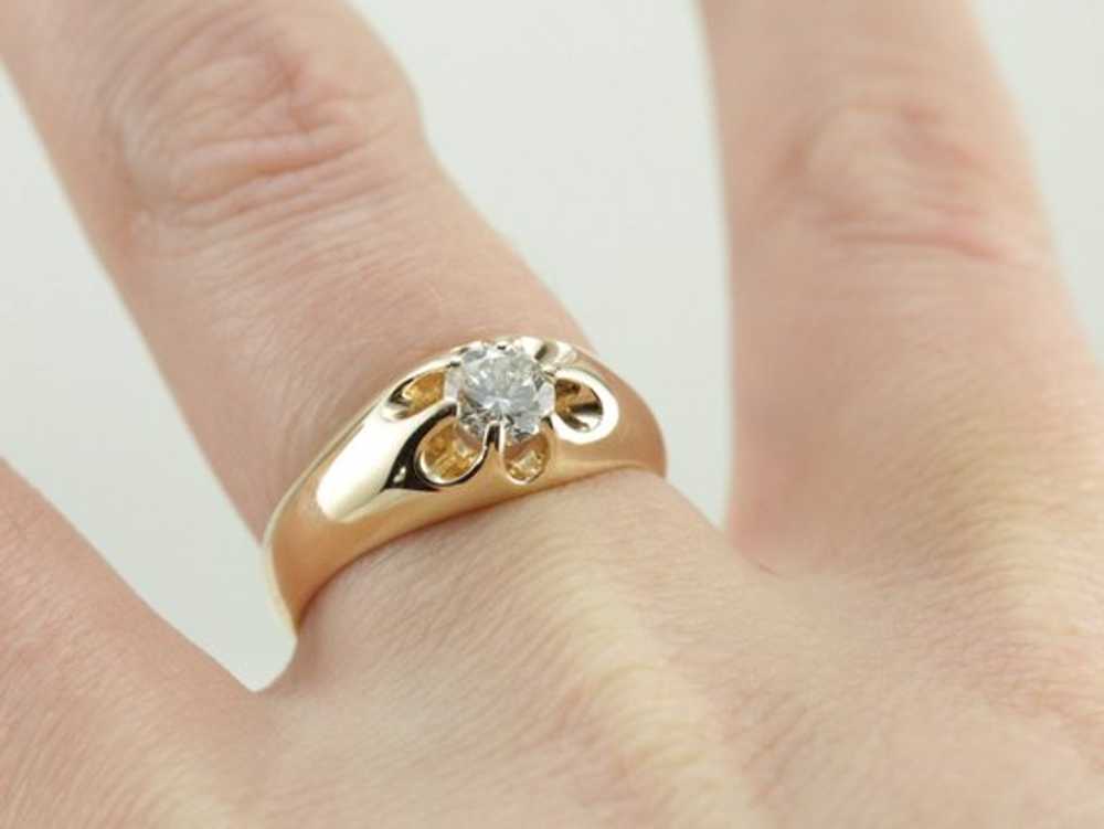 Unisex Antique Diamond Engagement Ring - image 5