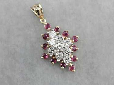 Marquise Diamond Ruby Cluster Pendant - image 1