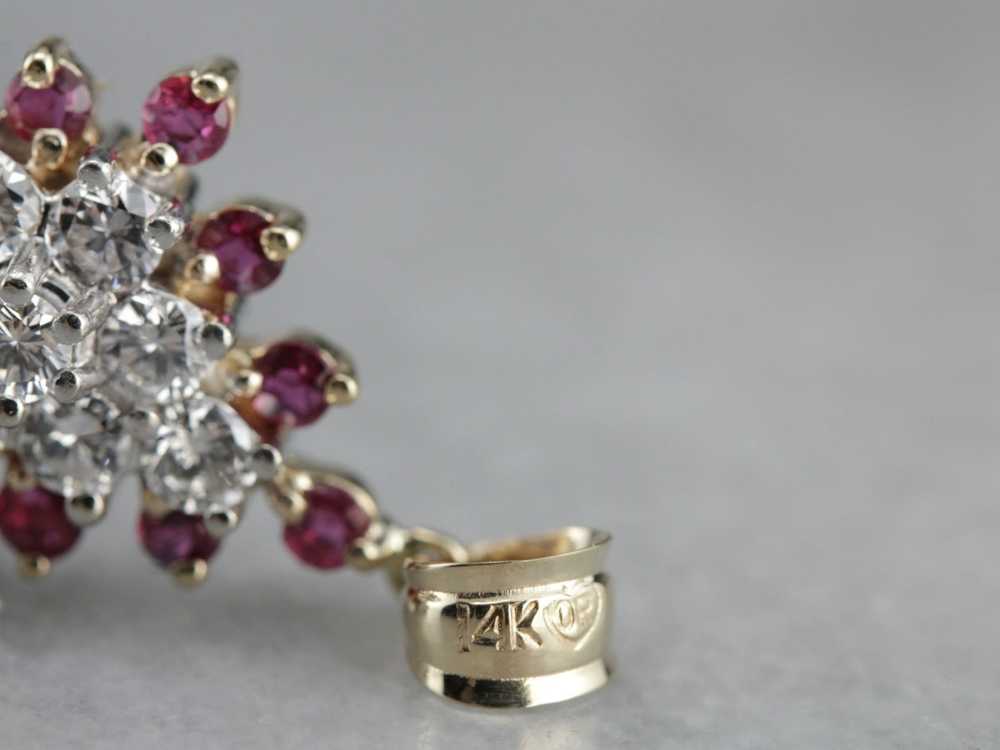 Marquise Diamond Ruby Cluster Pendant - image 2