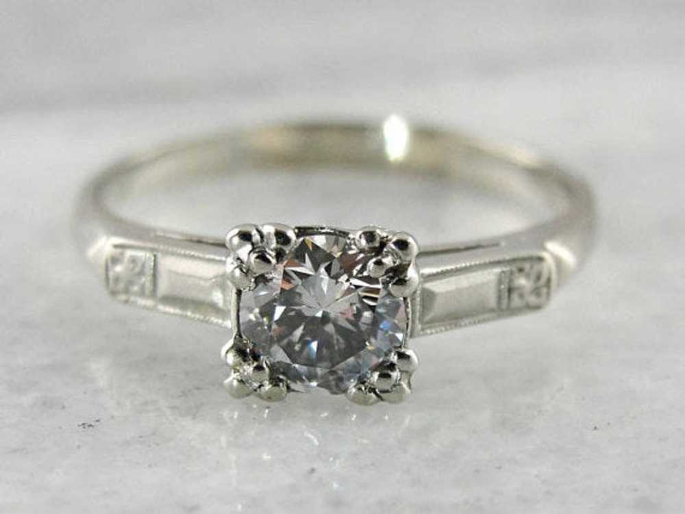 Retro Era Diamond Solitaire Engagement Ring - image 1