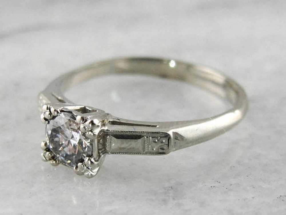 Retro Era Diamond Solitaire Engagement Ring - image 2