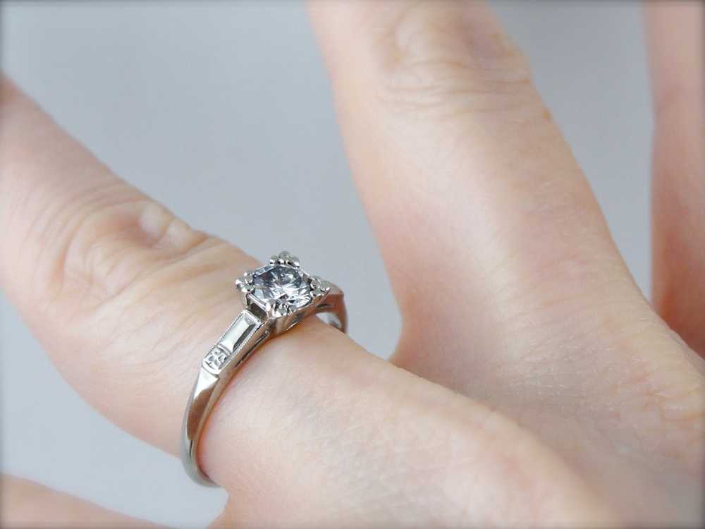 Retro Era Diamond Solitaire Engagement Ring - image 4