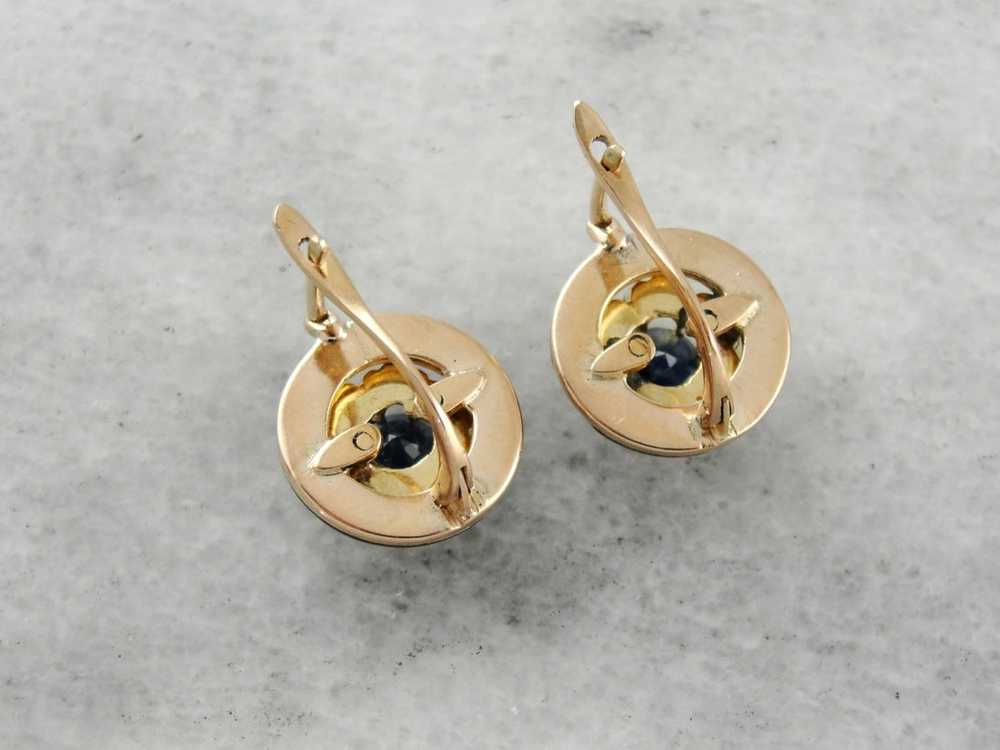 Floral Sapphire Gold Drop Earrings - image 4