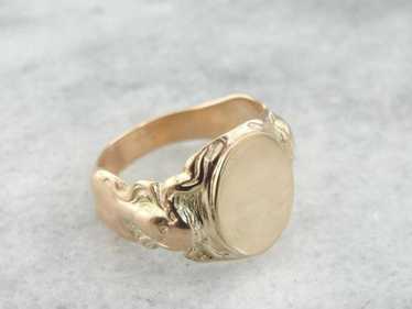 Art Nouveau Nude Goddess Gold Signet Ring - image 1