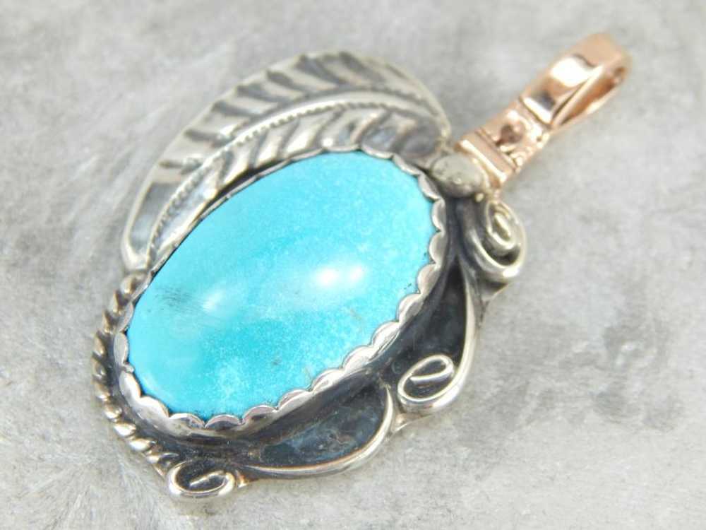 South Western Native American Turquoise Pendant - image 1