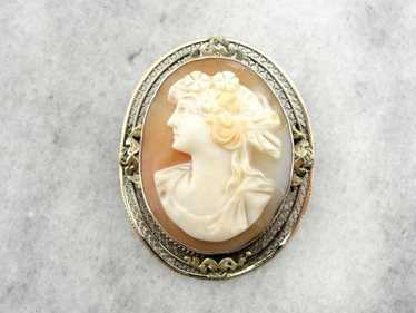 Victorian Cameo with Flower Bedecked Woman - image 1