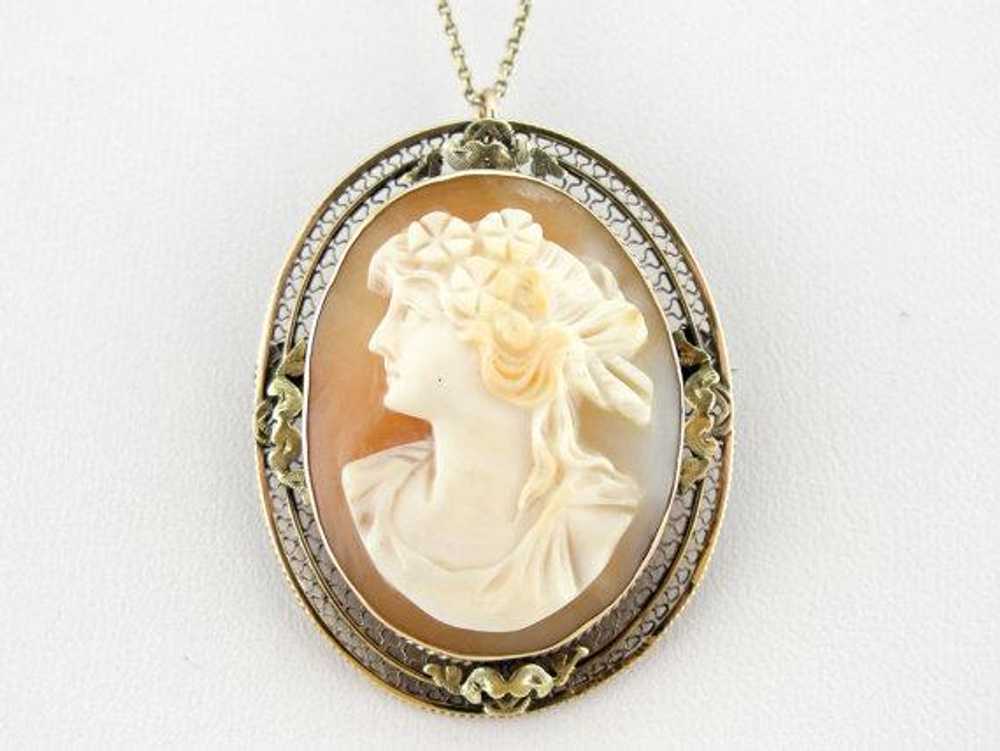 Victorian Cameo with Flower Bedecked Woman - image 2