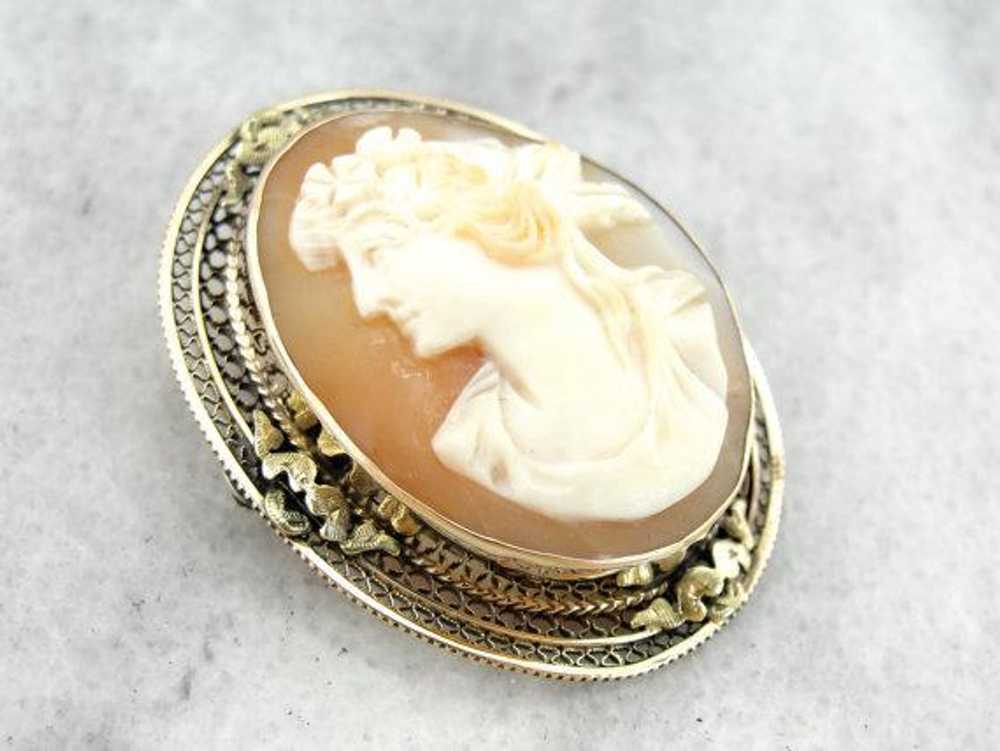 Victorian Cameo with Flower Bedecked Woman - image 3