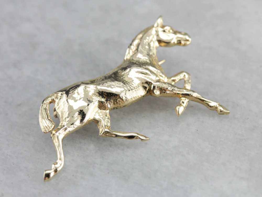 Golden Hooves: Galloping Horse Pin Crafted of Yel… - image 4