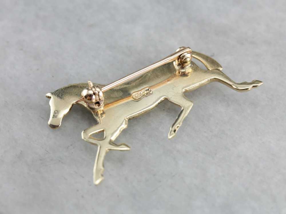 Golden Hooves: Galloping Horse Pin Crafted of Yel… - image 5