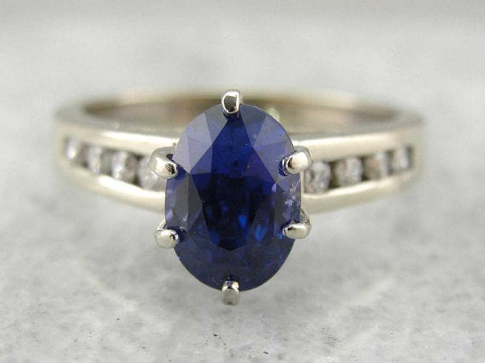 Outstanding Blue Sapphire and Diamond Engagement … - image 2