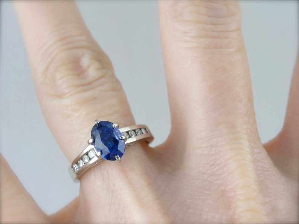 Outstanding Blue Sapphire and Diamond Engagement … - image 5