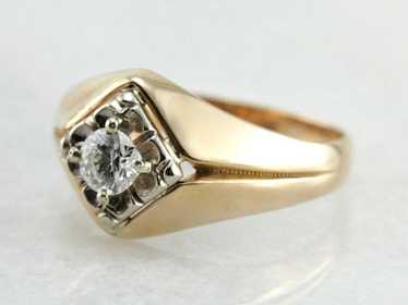 Retro Era Mens Dome Diamond Engagement Ring - image 1