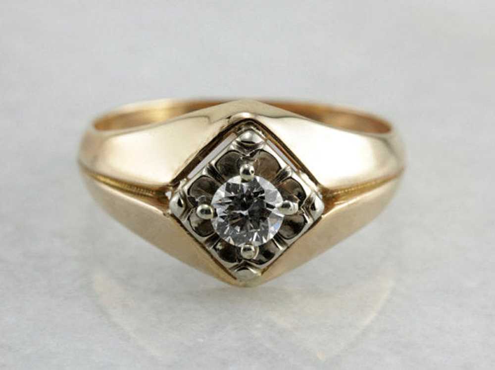 Retro Era Mens Dome Diamond Engagement Ring - image 2