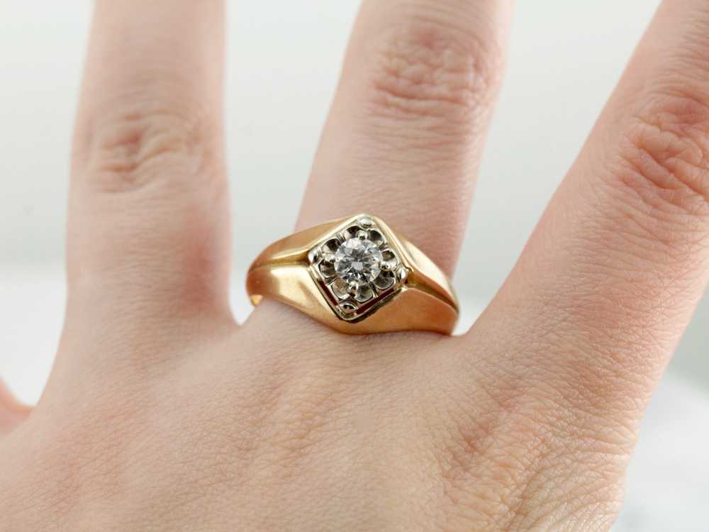 Retro Era Mens Dome Diamond Engagement Ring - image 4