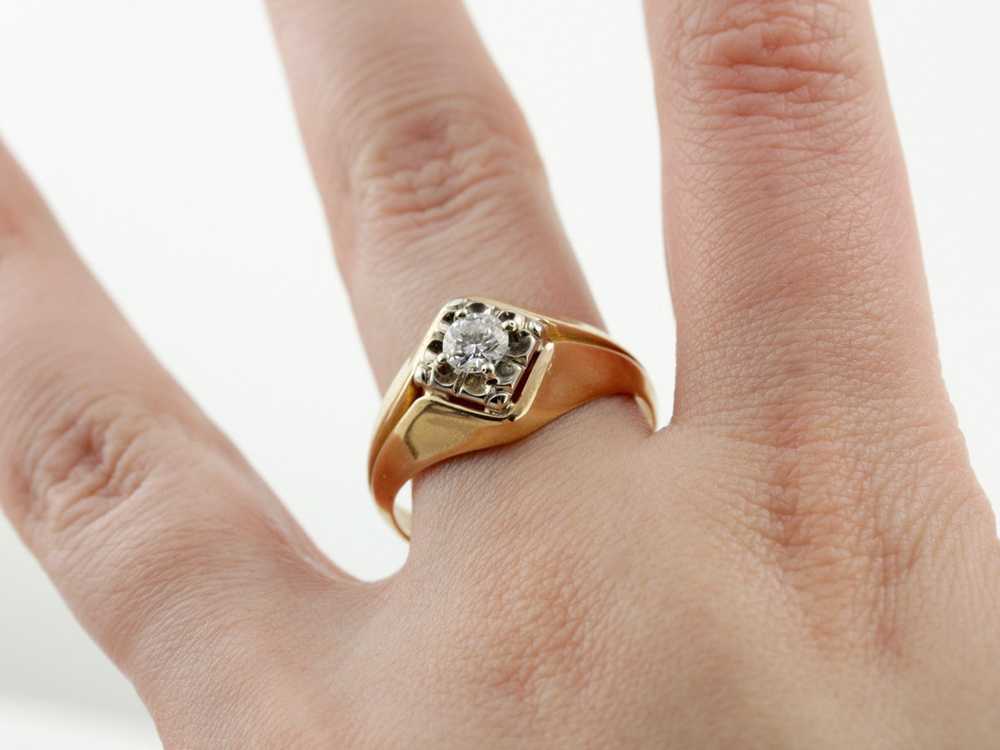 Retro Era Mens Dome Diamond Engagement Ring - image 5