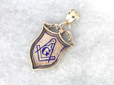 Antique Rose Gold Enameled Masonic Pendant - image 1