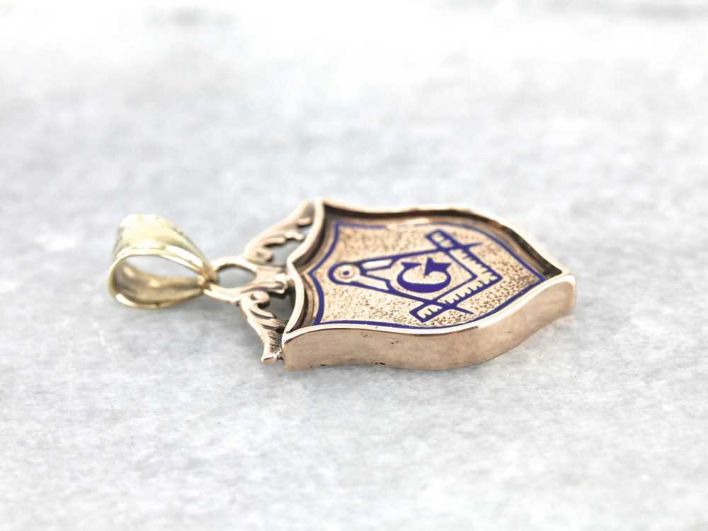 Antique Rose Gold Enameled Masonic Pendant - image 4
