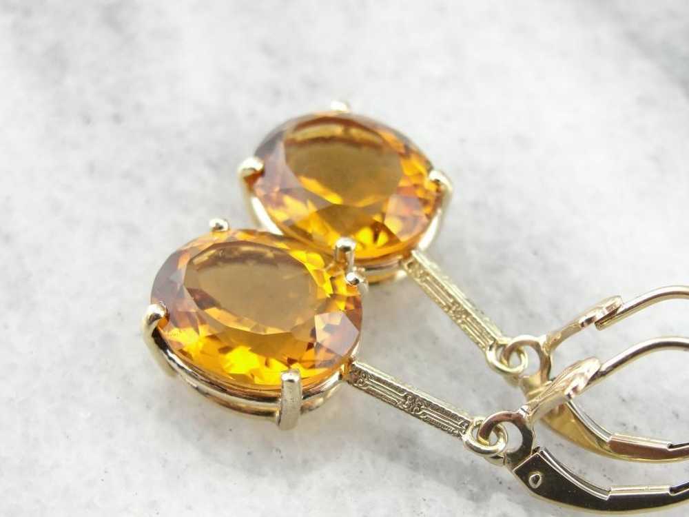 Gorgeous Citrine and Textured Gold Drop Earrings - image 2