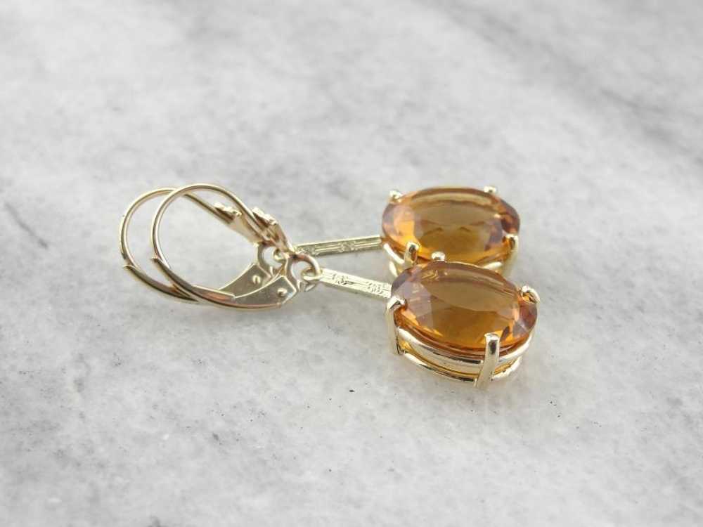 Gorgeous Citrine and Textured Gold Drop Earrings - image 3