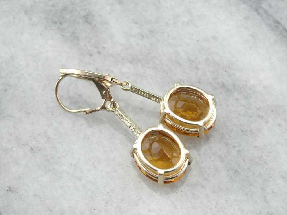 Gorgeous Citrine and Textured Gold Drop Earrings - image 4