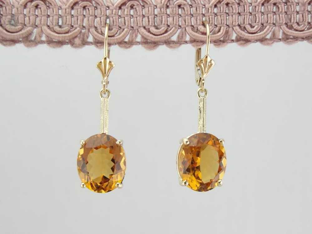 Gorgeous Citrine and Textured Gold Drop Earrings - image 5