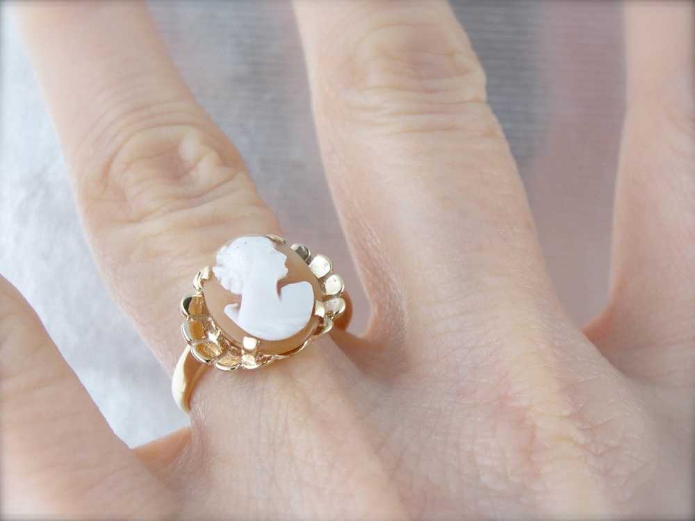 Mid Century Cameo Cocktail Ring - image 5
