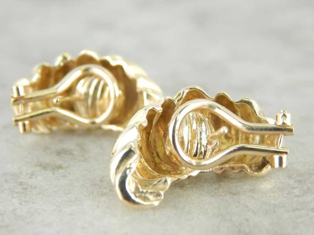 Modernist Form, Abstract Yellow Gold Earrings - image 3