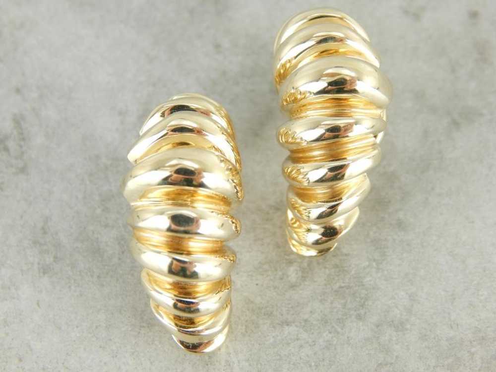 Modernist Form, Abstract Yellow Gold Earrings - image 4