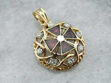 Ruby and Iron, a Vintage Enamel, Diamond and Gold… - image 1
